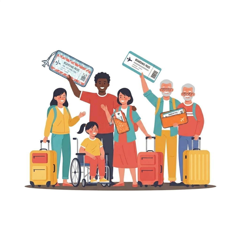 Expert travel agent helping customer book flight